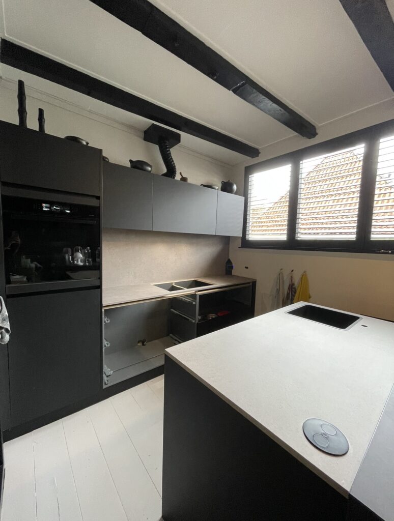 achterwand, wrap, grijs, werkblad